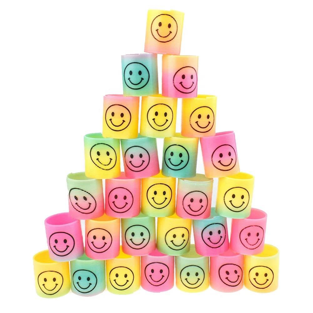 12Pcs Rainbow Smile Magic Springs Circle Toys for Children Birthday Party Favors Giveaway Gifts