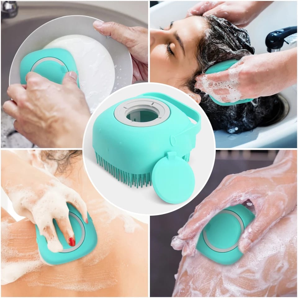 Silicone Bath and Body Shower Brush with Liquid Soap Dispenser (Random Color)
