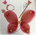 Kids Baby Fairy Wings Fashion Butterfly Wings Dress Up Party 3 pcs set (wing+Stick+ hairband) - red