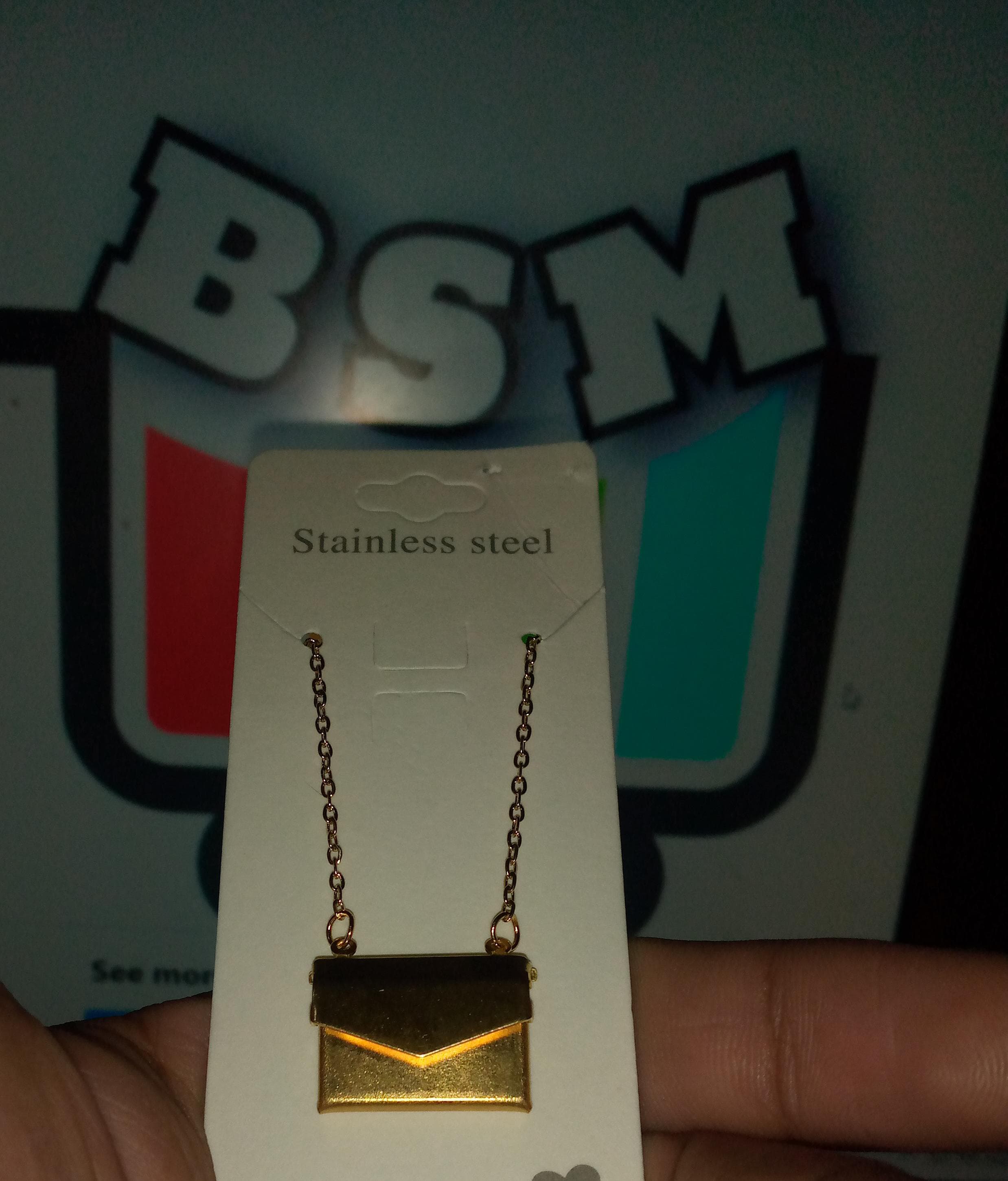 Love Letter Envelop Pendent For Girls - Golden Color