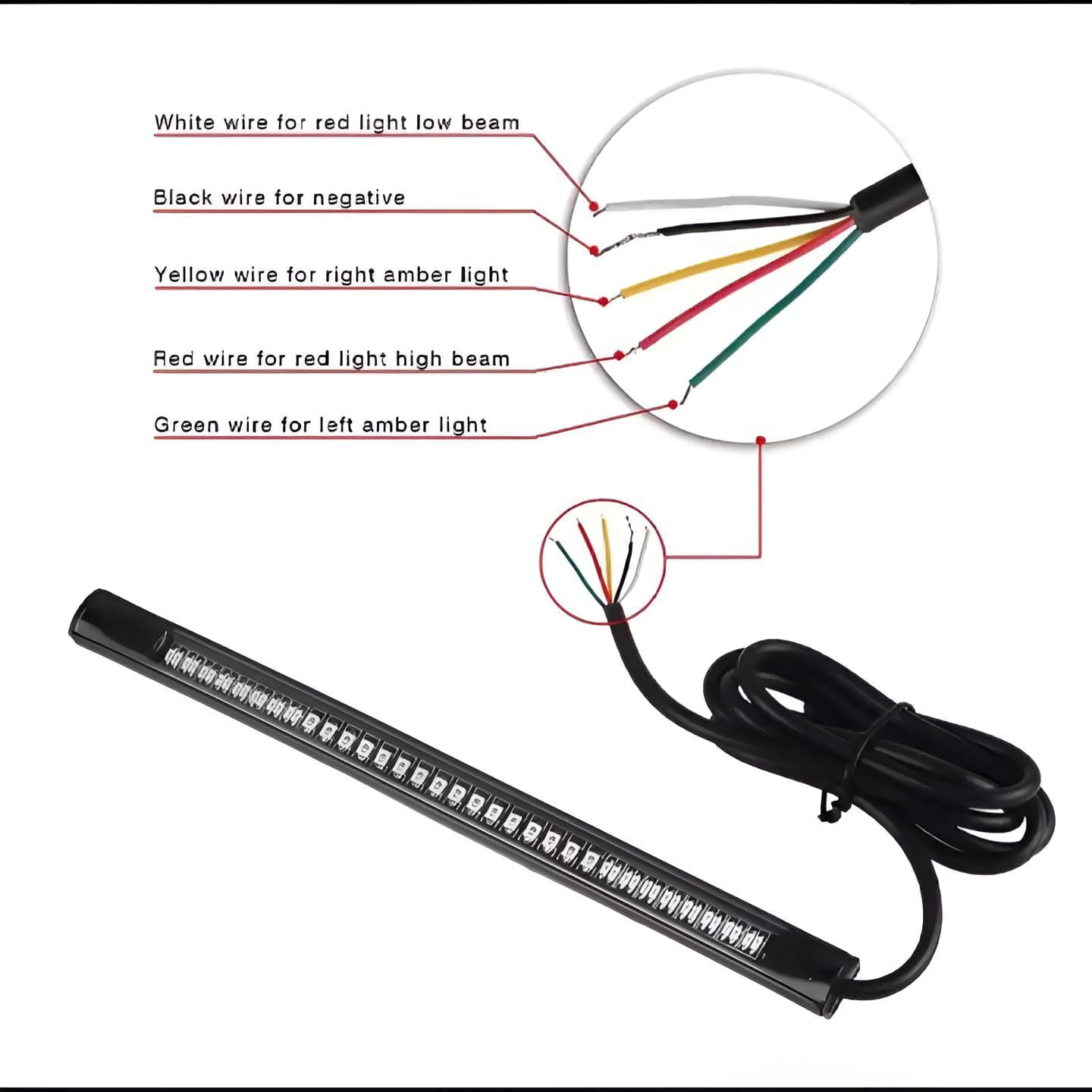 48 led back light strip with led indicators for cafe racer bikes and all bikes