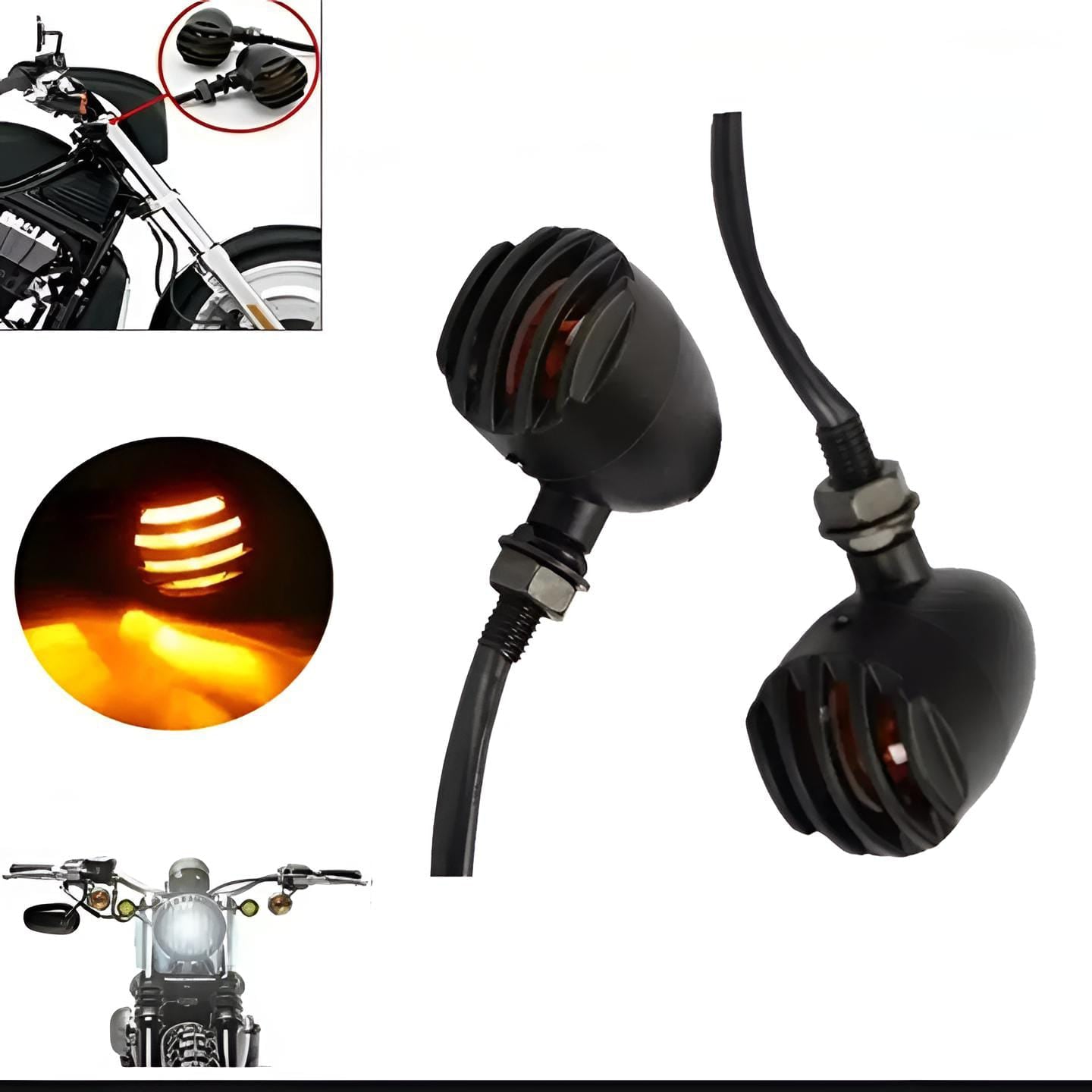 Pack of 4 grill indicators yellow led for bikes