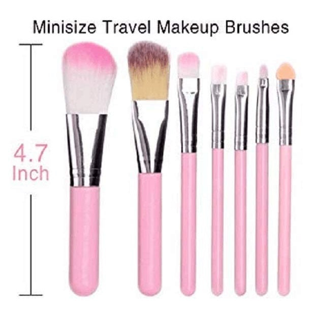 Pack of 7 Hello Kitty Makeup Brush Set | Makeup Foundation Powder Eye Shadow Brushes Set (Pink)