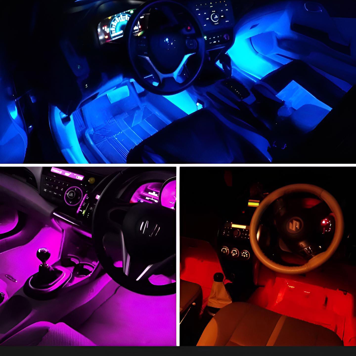 2Pcs RGB 17cm Silicon Flexible 9-LED Strip DRL Daytime Multicolor Light | SMD LED Fancy Light (RGB) For Car Bumper And Bikes