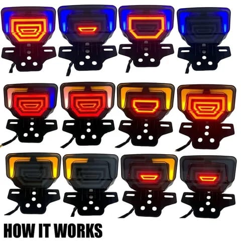 Motorcycles Bike Fancy Tail Light 70cc And 125cc LED Fancy Tail Light Stop Turn Signal with Scanning Dynamic Animation Breathing DRL