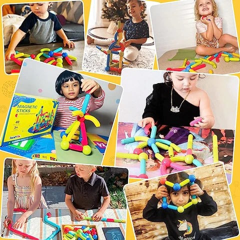 25 pcs Magnetic Blocks Toy for Kids | Magnetic bar blocks  Educational and Stimulating Magnetic Toy for Kids