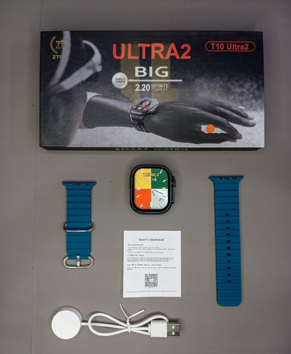 Ultra 2 Smart Watch |  T10 Ultra 2 Watch Big Screen 2.20 infinite Display Bluetooth Call Game Heart Rate Sleep Monitoring Smart Watch (Random Color)