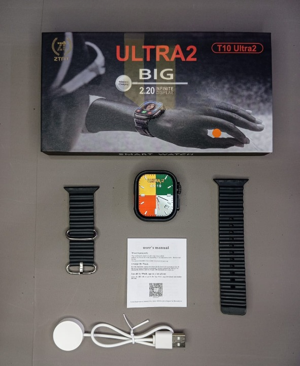 Ultra 2 Smart Watch |  T10 Ultra 2 Watch Big Screen 2.20 infinite Display Bluetooth Call Game Heart Rate Sleep Monitoring Smart Watch (Random Color)