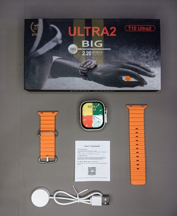 Ultra 2 Smart Watch |  T10 Ultra 2 Watch Big Screen 2.20 infinite Display Bluetooth Call Game Heart Rate Sleep Monitoring Smart Watch (Random Color)