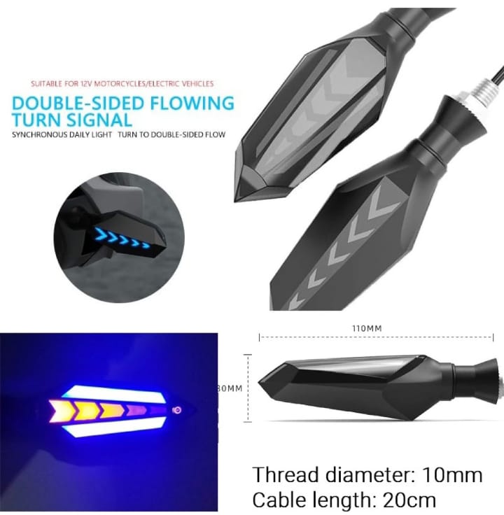 Bike Indicator Slide Arrow Running Style With Lava DRL Red - Yellow 4 Pcs Set
