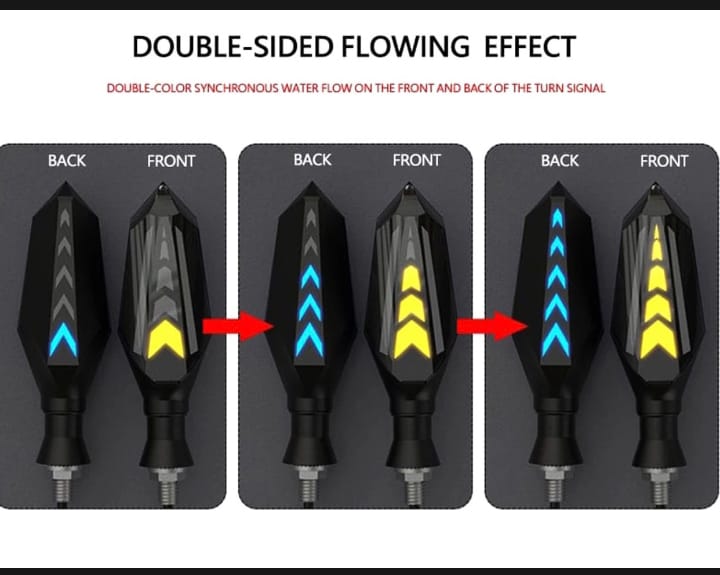 Bike Indicator Slide Arrow Running Style With Lava DRL Red - Yellow 4 Pcs Set