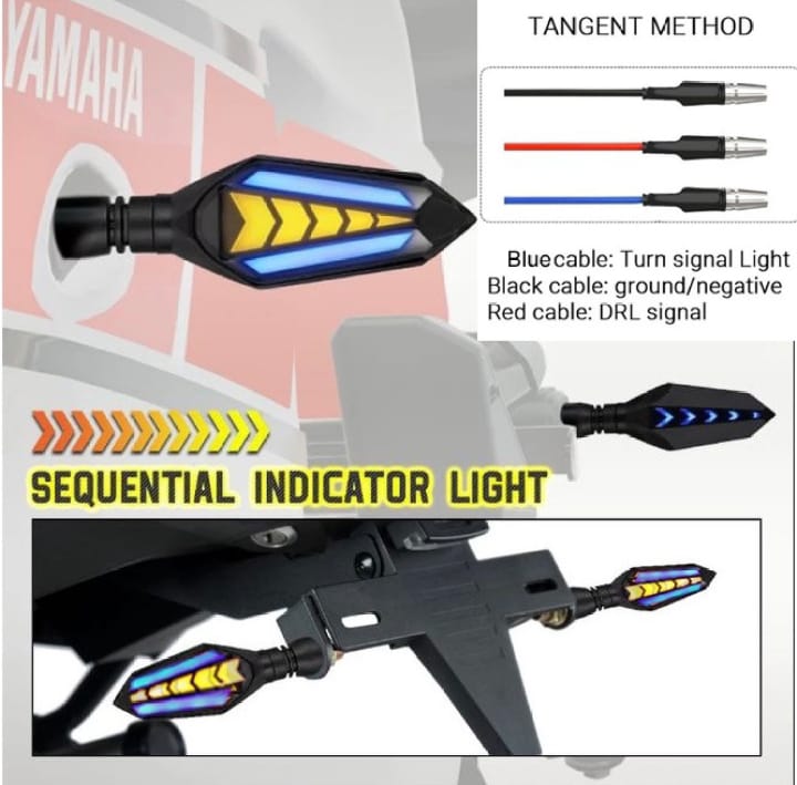 Bike Indicator Slide Arrow Running Style With Lava DRL Red - Yellow 4 Pcs Set