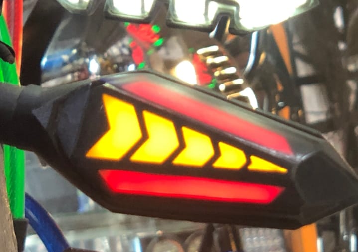 Bike Indicator Slide Arrow Running Style With Lava DRL Red - Yellow 4 Pcs Set