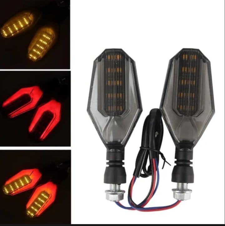 2Pcs Motorbike Universal LED Indicator With  DRL And Yellow Parking Light For all bikes (Random Color)