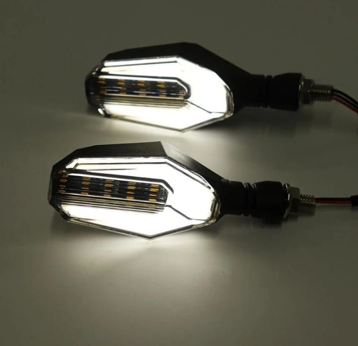 2Pcs Motorbike Universal LED Indicator With  DRL And Yellow Parking Light For all bikes (Random Color)