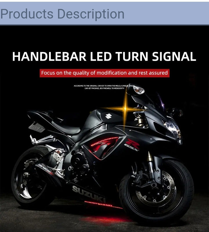 Dual Color Turn Signal Indicator Motor Cycle Handle Grip Bar Blinker Side Marker Lamp Motorcycle Decoration Handlebar End Light (2 Pcs) ( Yellow  color)