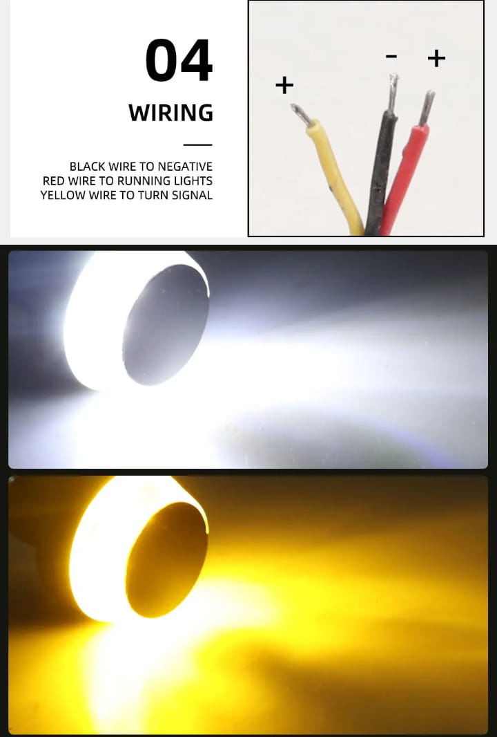 Dual Color Turn Signal Indicator Motor Cycle Handle Grip Bar Blinker Side Marker Lamp Motorcycle Decoration Handlebar End Light (2 Pcs) ( Yellow  color)