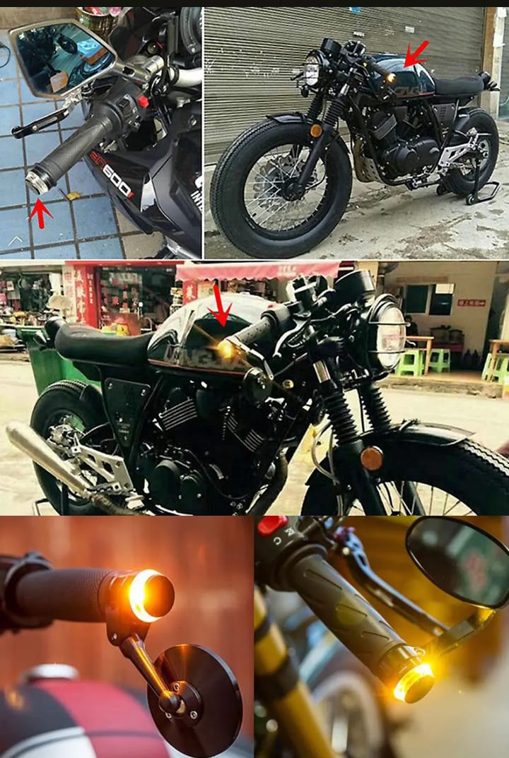 Dual Color Turn Signal Indicator Motor Cycle Handle Grip Bar Blinker Side Marker Lamp Motorcycle Decoration Handlebar End Light (2 Pcs) ( Yellow  color)