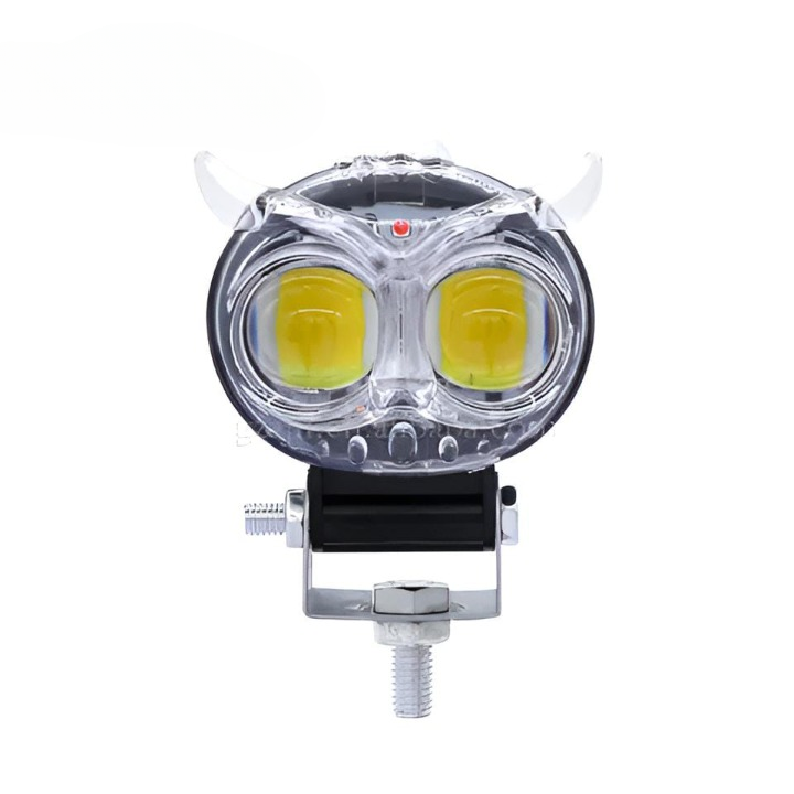 Pack of 1 Owl Fog Light for Bikes metal body  - 8 Working Modes LED Motorcycle Fog Headlights with Multicolor DRL, Universal Fitment, and Auxiliary Spotlights - red