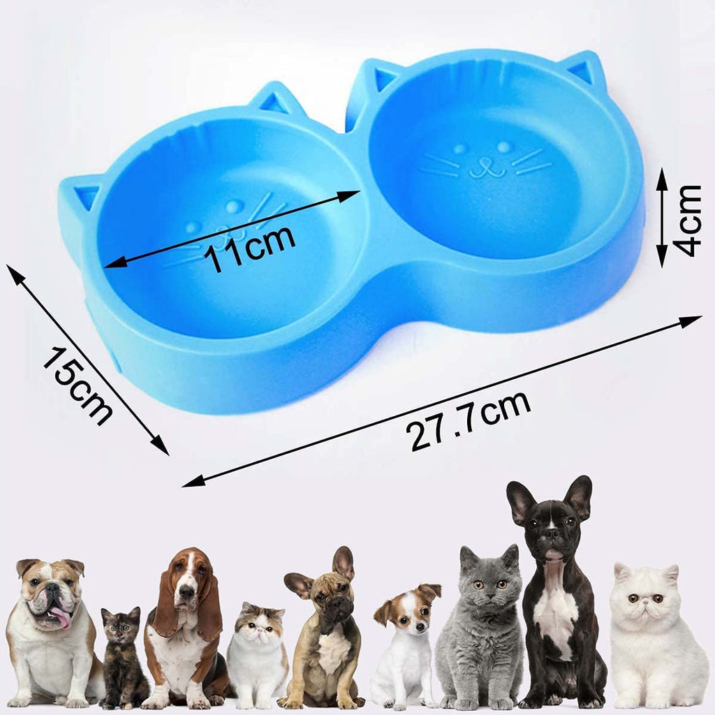 Cat Shaped Double food bowl Pet Plastic – photo 1