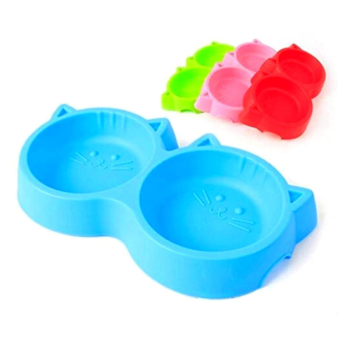 Cat Shaped Double food bowl Pet Plastic – photo 3