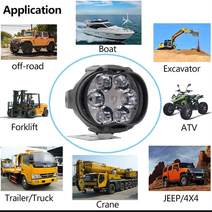 2PCS Work Lights 6 LED Motorcycle Headlight Spot Light Waterproof Super Bright Auxiliary Scooters Universal 12v Led Bar