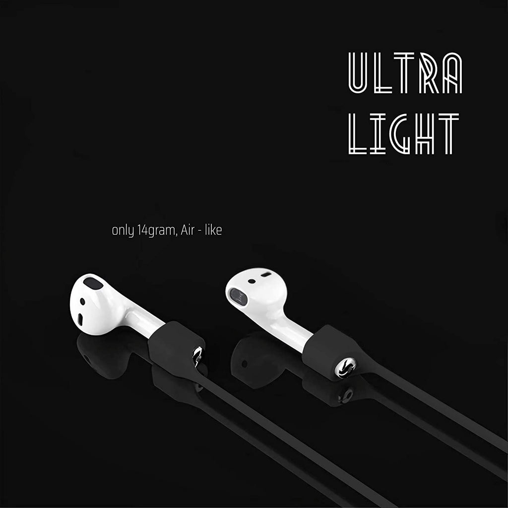 (Combo deal  1 Black x 1 White ) Anti Lost Silicone Earphone Rope Holder Cable For AirPods Strap Wireless Bluetooth Headphone Neck Strap Cord String 55CM
