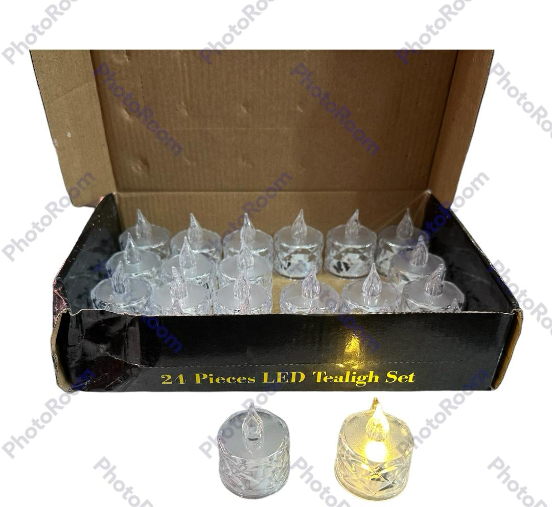 Pack of 24 Warm White Flameless Led Tealight Candle Decorative Battery Operated Tea Lights