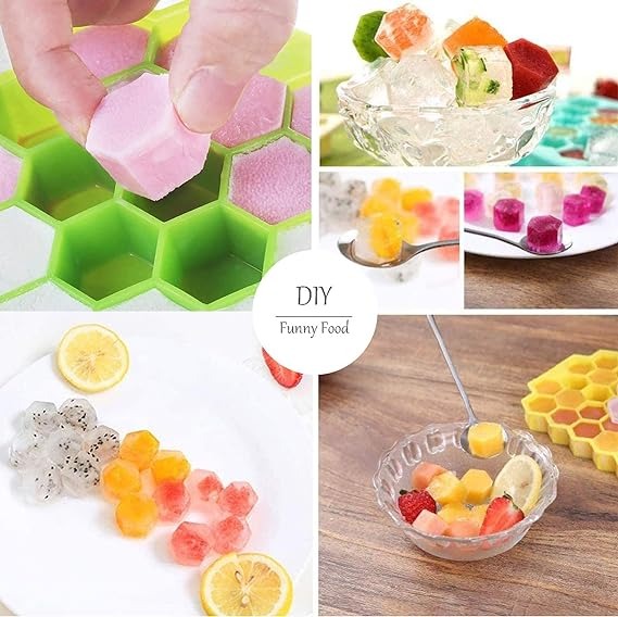 Silicone Ice Tray With Plastic Cover Cap | Push Pop Out Round Mini Ice Cube Trays - (1 PC) (random Color)
