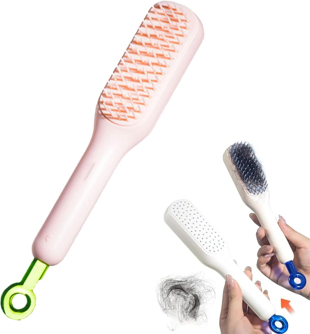 Self Cleaning Magic Hair Brush, One-click Cleaning Telescopic Hair Comb �(Random Color) ( Without Box )