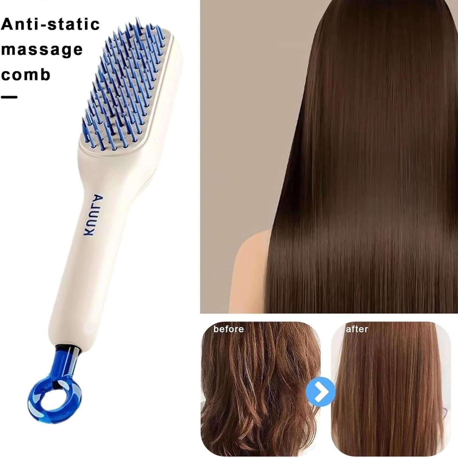 Self Cleaning Magic Hair Brush, One-click Cleaning Telescopic Hair Comb �(Random Color) ( Without Box )