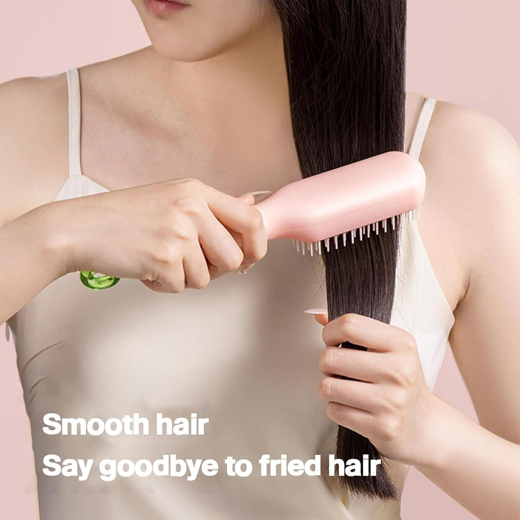 Self Cleaning Magic Hair Brush, One-click Cleaning Telescopic Hair Comb �(Random Color) ( Without Box )
