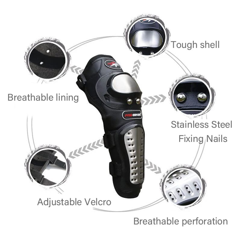 Motorcycle Elbow Pads for Men Stainless Steel Off-road Locomotive Protective Gear Anti-fall Riding Equipment (4 pcs)
