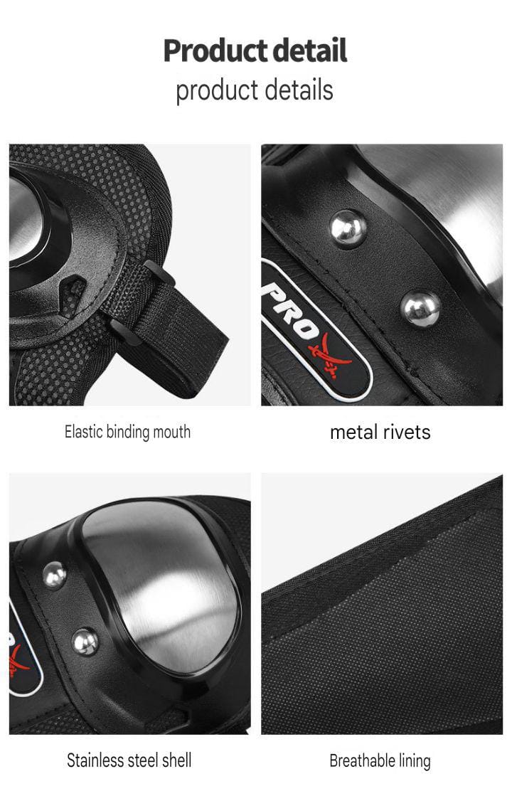Motorcycle Elbow Pads for Men Stainless Steel Off-road Locomotive Protective Gear Anti-fall Riding Equipment (4 pcs)