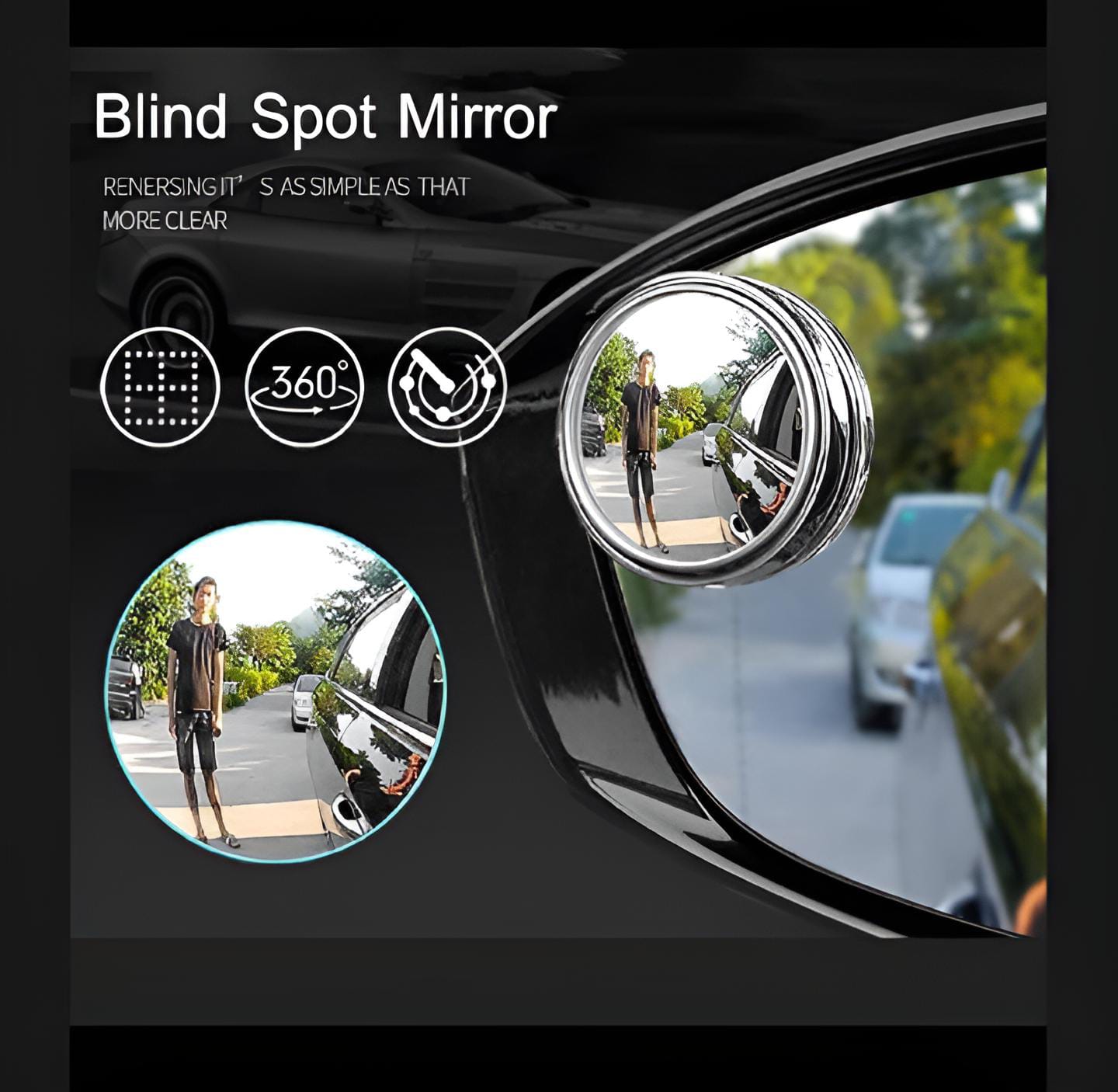 Pair of rotatable Car Round Mirror Original Glass Rear view Blind spot Side Mirror rotatable lens