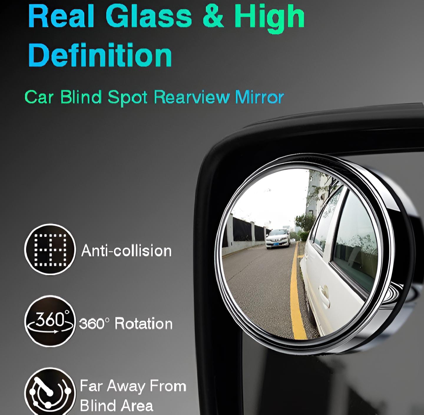 Pair of rotatable Car Round Mirror Original Glass Rear view Blind spot Side Mirror rotatable lens