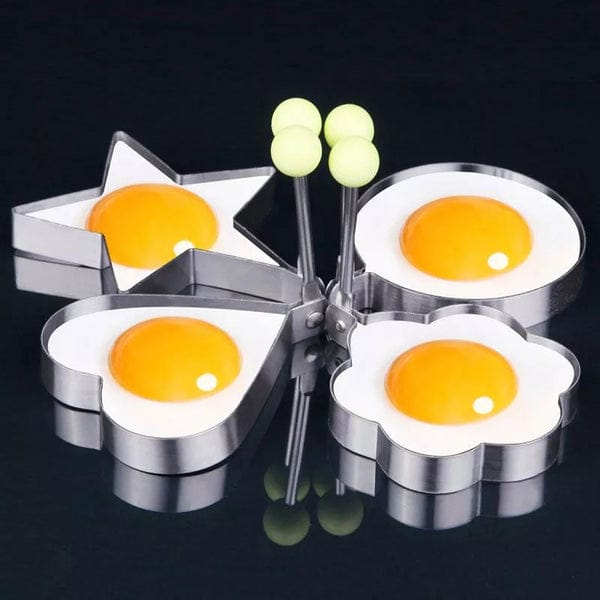 Pack of 4 Egg Shaper Kitchen Tools Star, Heart, Round, Flower Shaped Stainless Steel -  (random color )