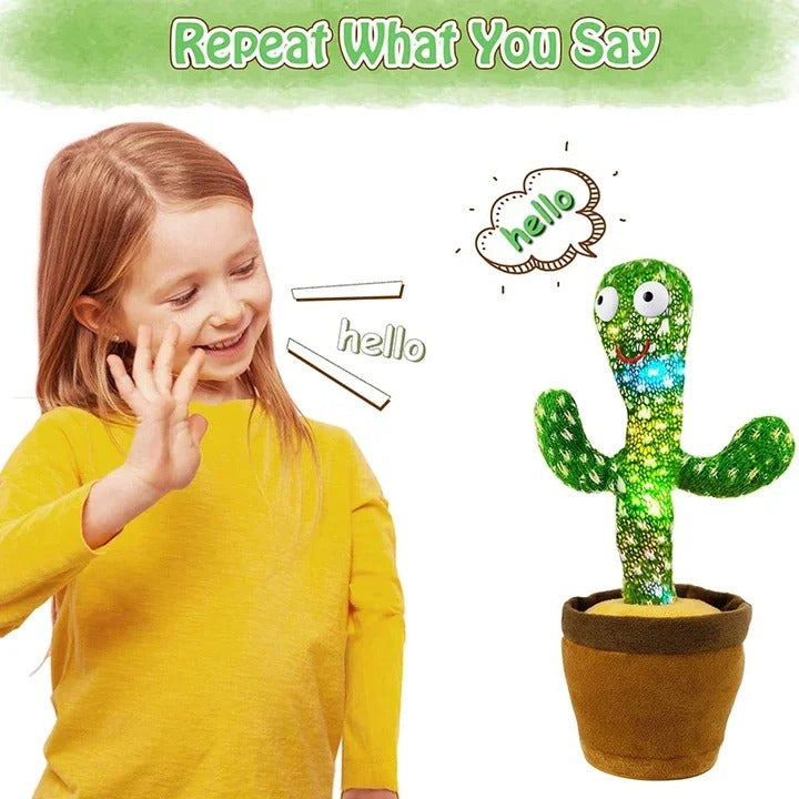 Interactive Dancing Cactus Toy �Singing, Talking, Voice Recording Plush with USB Rechargeable Function �Fun Educational Gift for Babies and Kids (Ages 6 Months &amp; Up) - Rechargeable &amp; With Box