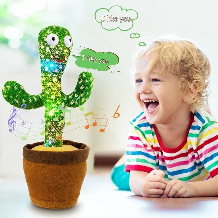 Dancing Cactus Toy �Singing, Talking, Voice Recording Plush with USB Rechargeable Function �Fun Educational Gift for Babies and Kids (Ages 6 Months &amp; Up) - Rechargeable - With Cap
