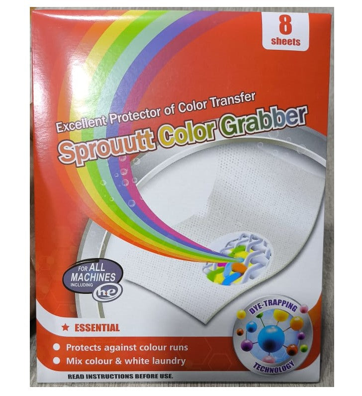 Sprouutt Color Grabber - 8 Sheets Stain Remover | Protects Laundry From Color Runs or Bleeds | Color Catcher, Dye Trapping Sheet
