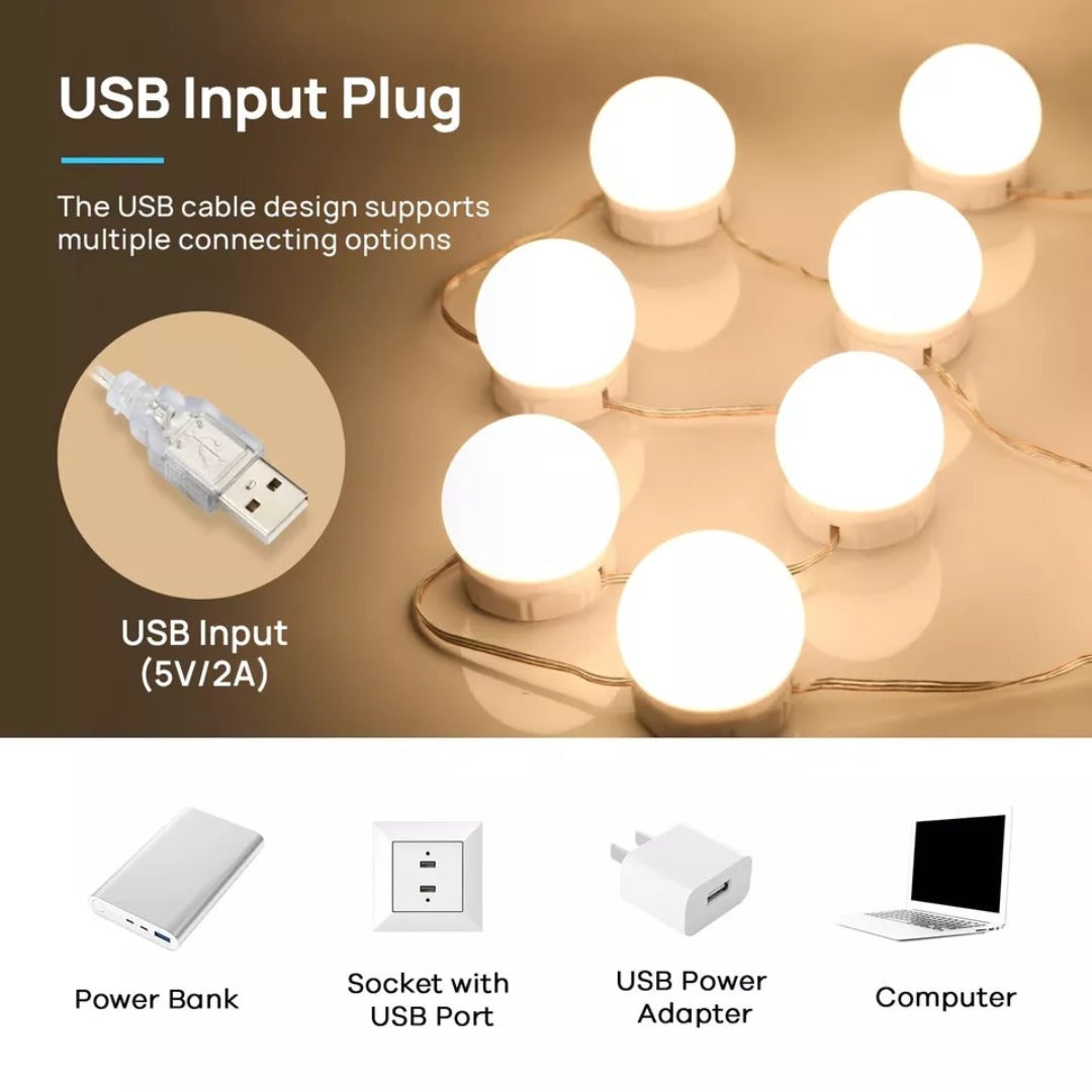 Vanity Mirror Lights �Usb Vanity Lights Makeup Lighting 10 Dimmable Light Bulbs