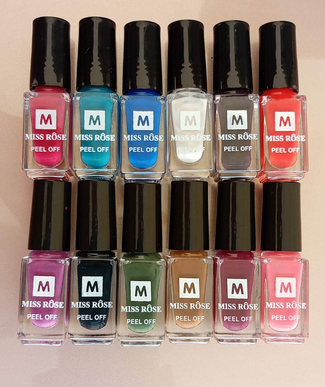 Pack Of 6 Miss rose peel off nail polish