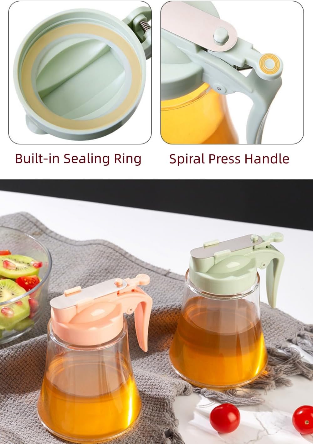 Honey Dispenser No Drip - Easy Squeeze Syrup Dispenser Bottle for Efficient Serving,  Honey Squeeze Jar for Kitchen &amp; Coffee Bar, Mess-Free Solution(250ml)