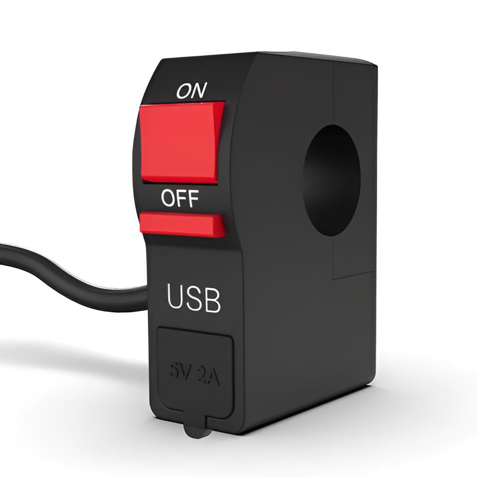On/Off &amp; USB port 2 Amp 5 V universal switch for bike, Extra external on off button. extra lights switch