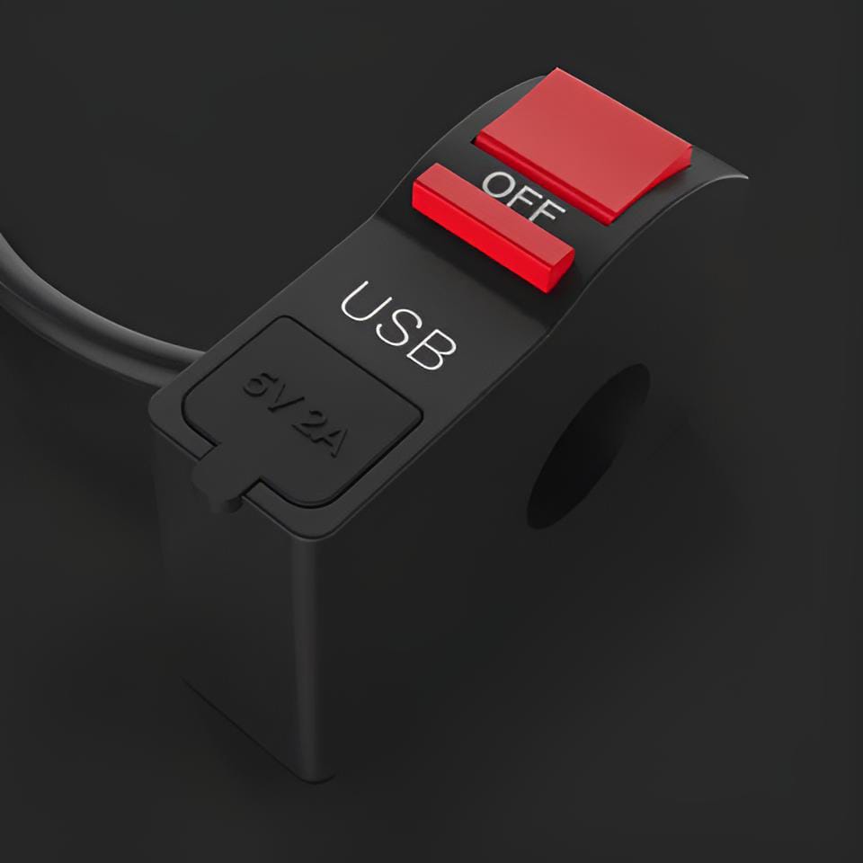 On/Off &amp; USB port 2 Amp 5 V universal switch for bike, Extra external on off button. extra lights switch