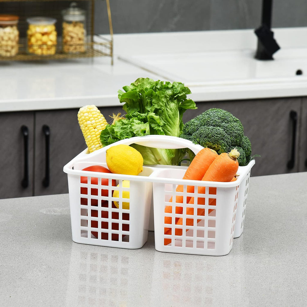 Plastic Bathroom Basket Kitchen Sink Basket Shower Caddy Basket with Compartments,(random color )