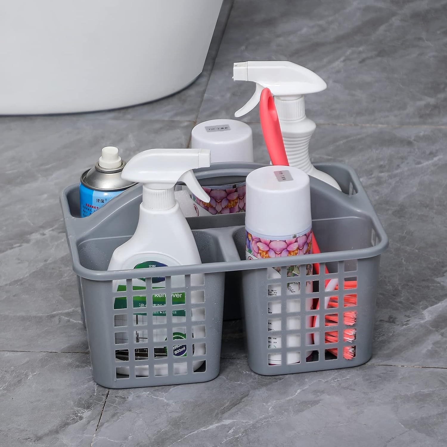 Plastic Bathroom Basket Kitchen Sink Basket Shower Caddy Basket with Compartments,(random color )