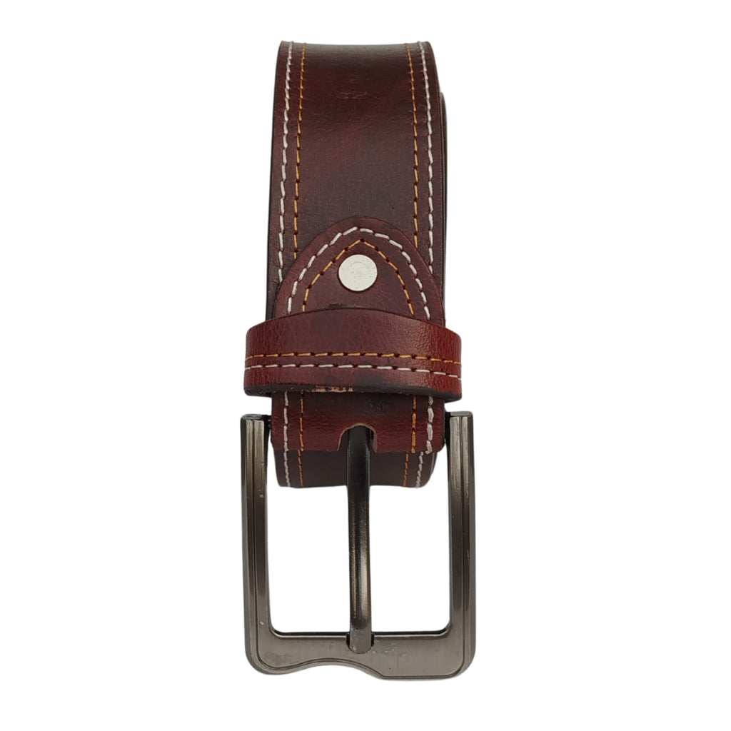 (Big Size) - Men Buffalo pull-up leather | Waist Belt for boys &amp; Mens (Maroon)