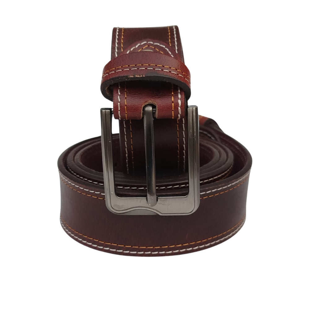 (Big Size) - Men Buffalo pull-up leather | Waist Belt for boys &amp; Mens (Maroon)