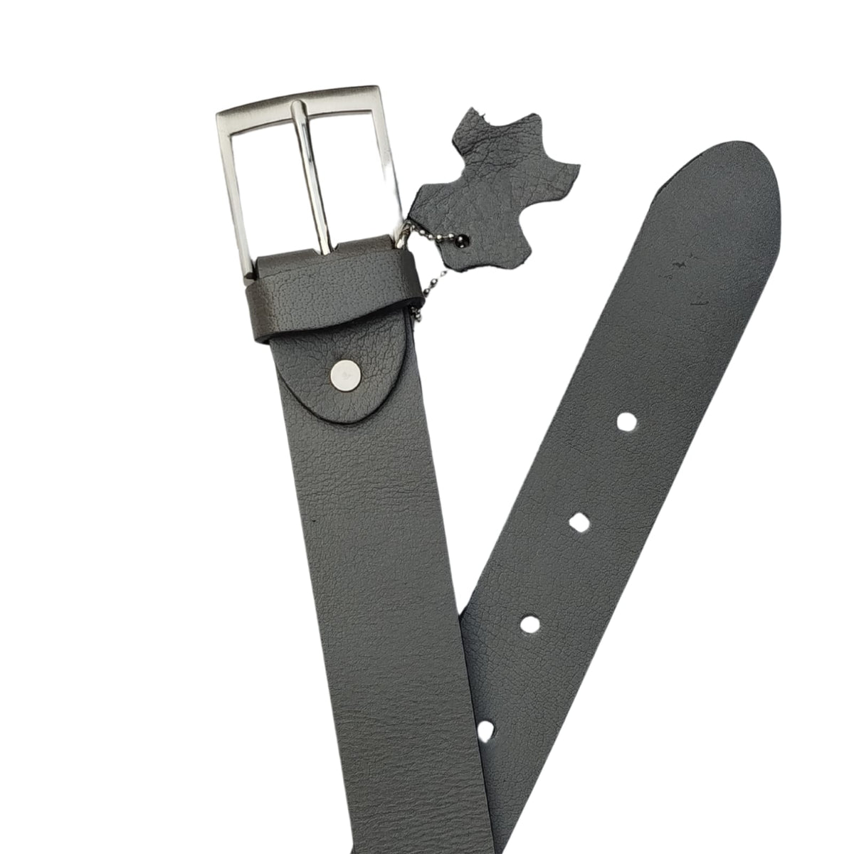 Men Buffalo leather belt grey color – photo 3